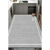 Dijital Kaymaz Yıkanabilir Modern Çerçeveli Kıtchen Mutfak Halısı Gri Mutfak Halısı DC-5055 - 120 x 400 cm