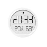 Dijital Lcd Yuvarlak Duvar Masa Saati Mıknatıslı Buzdolabı Saati, Alarm + Sıcaklık & Nem Göstergeli Beyaz