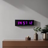 Dijital Led Duvar Ve Masa Saati - Mor Kasa Ölçüsü: 16x40 Cm