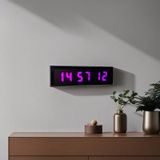 Dijital Led Duvar Ve Masa Saati Ve Derece - Mor Kasa Ölçüsü: 16x40 Cm