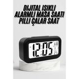Dijital Masa Saati Termometre Takvim LED Ekran Pilli Ev Ofis Masası