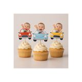Dijital Nostal Araba Temalı Kişiye Özel 9 Adet Cupcake Pasta Süsü I Doğum Günü I Kutlama I Parti