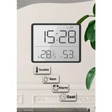 Dijital Oda Termometre Sıcaklık ve Nem Ölçer Masa Saati Alarm LCD Ekran Duvara Takılır Siyah