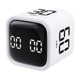 Dijital Şarjlı Beyaz Pomodoro Zamanlayıcı Küp Flip Timer Öğrenci Ders Çalışma Saati, Mutfak Kronometresi