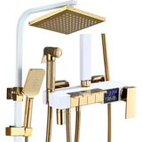 Dijital Sıcaklık LED Ekranlı Banyo Duş Seti Piyano Tuşlu Yeni Beyaz Gold 7 Yıl Garantili Ithal