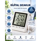 Dijital Termometre Saat – Iç Dış Sıcaklık Problu Masaüstü Derece