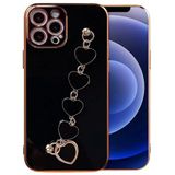 Dijitalindirim Ally iPhone 12 Pro 6.1 inç Kılıf Kalp Bileklik Tutuculu Lüx Silikon Askılı Kılıf