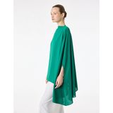 Dik Yaka 3/4 Yarasa Kol Oversize Saten Abiye Bluz