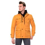 DİK YAKA CEP KAPAKLI REGULAR FİT FERMUARLI ERKEK KAPİTONE MONT SARI XXL