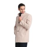 Dik Yaka Erkek Kaşe Kaban Fermuarlı Regular Fit Ekru 48