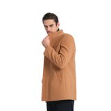 Dik Yaka Erkek Kaşe Kaban Fermuarlı Regular Fit Metalik 48