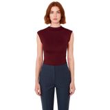 Dik Yaka Fitted Örme Bluz Regular Boy Asimetrik Kesim Mükemmel Uyum Özel Tasarım_Bordo-L