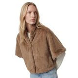 Dik Yaka Oversize Suni Kürk Pelerin Bolero