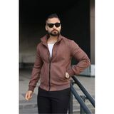 Dik Yaka Slim Fit Mevsimlik Astarlı Süet Ceket