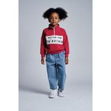 Dik Yaka Sweat Denim Pantolon Takım - Kırmızı - 5 - 6 Yaş