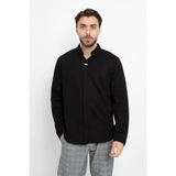 Dik Yakalı Metal Detaylı Klasik Düz Aşçı Şef Gömlek Aşçı Uniforma (Chef Gömlek) Personel Kıyafeti - Siyah - 3XL