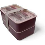 Dikdörtgen 2 Katlı Plastik Beslenme ve Saklama Kabı 19X11X10X