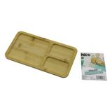 Dikdörtgen 3 Bölmeli=2+1 Ahşap Bambu Servis Sunum Tepsi - Tahtası 24.8 X 13.8 X 1.4Cm (5433)