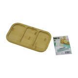 Dikdörtgen 3 Bölmeli=2+1 Ahşap Bambu Servis Sunum Tepsi - Tahtası 25 X 14 X 1.4Cm Go53/01607