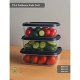 Dikdörtgen 3'Lü Saklama Kabı Bpa Free Derin Dondurucu İçin Uygun Beslenme Kabı 800-500-300 Ml