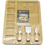 Dikdörtgen 6+1 Bölmeli Mdf Kahvaltı Peynir Sunum Panosu 3 Bıçak=ahşap Sap 30X39.5CM (4835)