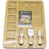 Dikdörtgen 6+1 Bölmeli Mdf Kahvaltı Peynir Sunum Panosu 3 Bıçak=ahşap Sap 30X39.5CM (4887)