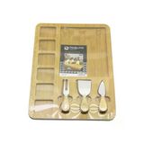 Dikdörtgen 6+1 Bölmeli Mdf Kahvaltı Peynir Sunum Panosu 3 Bıçak=Ahşap Sap 30X39.5cm (Timya/Go1395) 199710