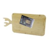 Dikdörtgen Ahşap Bambu Kesim Panosu - Kesme Tahtası Geyik Boynuz Figür Saplı 22X36CM (4604)