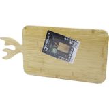 Dikdörtgen Ahşap Bambu Kesim Panosu - Kesme Tahtası Geyik Boynuz Figür Saplı 22X36CM (4887) - Renkli
