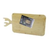 Dikdörtgen Ahşap Bambu Kesim Panosu - Kesme Tahtası Geyik Boynuz Figür Saplı 22X36cm (5433)