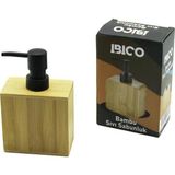 DİKDÖRTGEN AHŞAP BAMBU SIVI SABUNLUK SİYAH PLASTİK POMPA 5.8 X 9.9CM - Y: 10CM (5047)