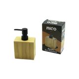 DİKDÖRTGEN AHŞAP BAMBU SIVI SABUNLUK SİYAH PLASTİK POMPA 5.8 X 9.9CM - Y: 10CM (5264)