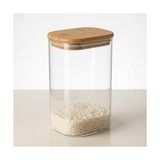 Dikdörtgen Bambu Kapaklı Kavanoz 1300 Ml, Şeffaf Kuru Gıda Saklama Kabı, Makarna Pirinç Bakliyat Kahve Kuruyemiş ve Granola Için Mutfak Düzenleyici Kavanoz, 12 x 8 x 20 cm - Çok Renkli
