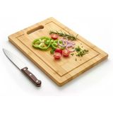 Dikdörtgen Bambu Kesme Tahtası (34X24 Cm) | Antibakteriyel, Oluklu ve Kulplu Doğrama Tahtası | Et, Sebze ve Ekmek Tahtası