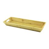 Dikdörtgen Çift Kulplu Ahşap Bambu Sunum Tepsisi =16X40CM - Derin=4cm (5224)