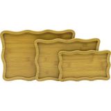 Dikdörtgen - Dalgalı Kenar - 3lü Set Ahşap Mdf Sunum Tepsi Seti 13.5X23.5-19.5X29.5-23.5X33.5CM-FINDIT - Belirtilmemiş - Renkli