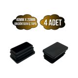 Dikdörtgen Demir Profil İç Tapa Geçme Plastik Ayak Geçme Koruma Plastiği 40mm X 20mm 4 Adet Siyah Siyah