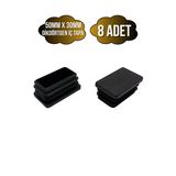 Dikdörtgen Demir Profil İç Tapa Geçme Plastik Ayak Geçme Koruma Plastiği(50Mm X 30Mm)(Siyah) Siyah 50Mm X 30Mm Siyah - 8 Adet