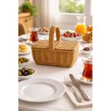 Dikdörtgen Hasır Rattan Mini Kulplu Organizer Sepet,Ekmeklik