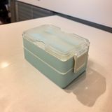 Dikdörtgen Iki Katlı Lunch Box Açık Yeşil Renk Beslenme Kutusu Saklama Kutusu - Yok