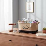Dikdörtgen Jüt Düzenleyici Sepet (24X17x14 Cm) – Krem Renk Katlanabilir Kumaş Kulplu Organizer | Ev, Mutfak, Banyo, Çocuk Odası Ve Ofis İçin