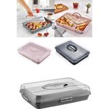 Dikdörtgen Kilitli Pasta Börek Borcam Taşıma ve Saklama Kabı 35CM - 100 ml - 079 Buz Beyazı