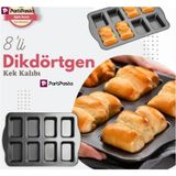 Dikdörtgen Mini Baton Kek Kalıbı 8'li - Siyah