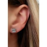 Dikdörtgen Minimal Baget Kesim Swarovski Taşlı Gümüş Tek Taş Küpe