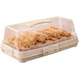 Dikdörtgen Şeklinde Şeffaf Pasta Taşıma Kabı Piknik Gezi Için Kek Fanusu Pasta Kutusu Börek Çörek Saklama Kabı (Krem) - 41 Delft Blue