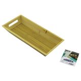 Dikdörtgen=16X35cm Derin=4.5Cm Ahşap Bambu Sunum Tepsisi Çift Oyma Kulplu (Timya/Go1395) 199684