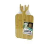 DİKDÖRTGEN=22X38CM AHŞAP BAMBU KESİM PANOSU - KESME TAHTASI GEYİK BOYNUZ FİGÜR SAPLI (5639)