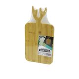 Dikdörtgen=22x38cm Ahşap Bambu Kesim Panosu - Kesme Tahtası Geyik Boynuz Figür Saplı