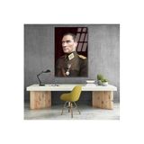 Dikey Cam Renkli Atatürk Tablosu Cam Ofis Ev Tablosu Duvar Dekoru