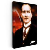 Dikey Kanvas Tablo Atatürk Bayrak Fonlu Atatürk Tablosu Ev Ofis Duvar Dekoru
